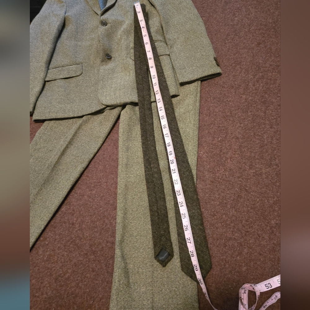 Boy's Suit Size 11 (See Measurements In Pics) Wool Tie 4pc Suit In Brown - Picture 7 of 16
